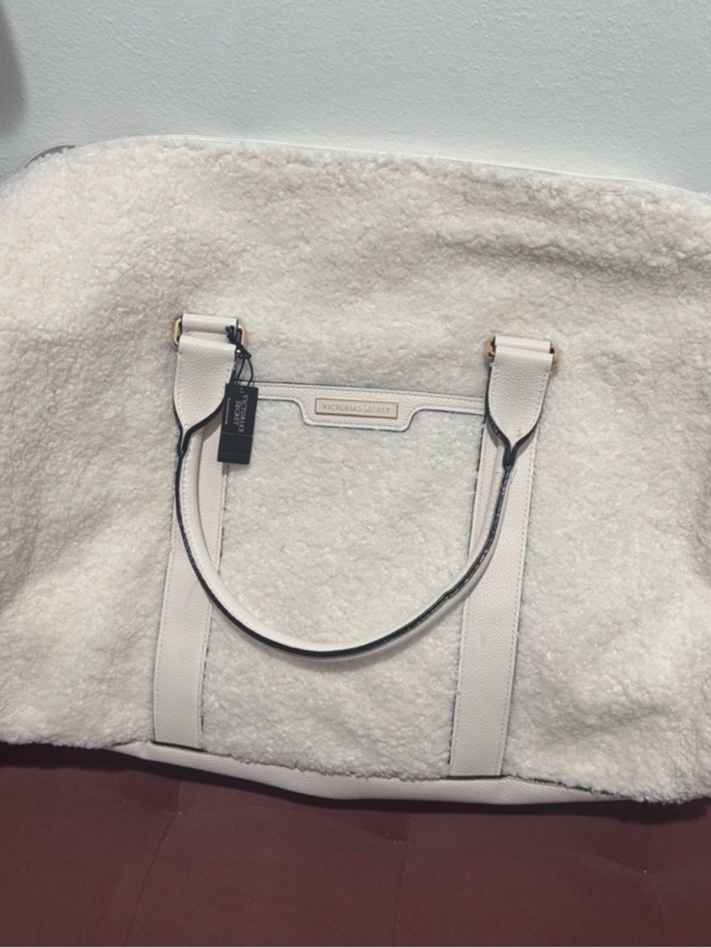 New Victoria's Secret White Sherpa Tote Bag